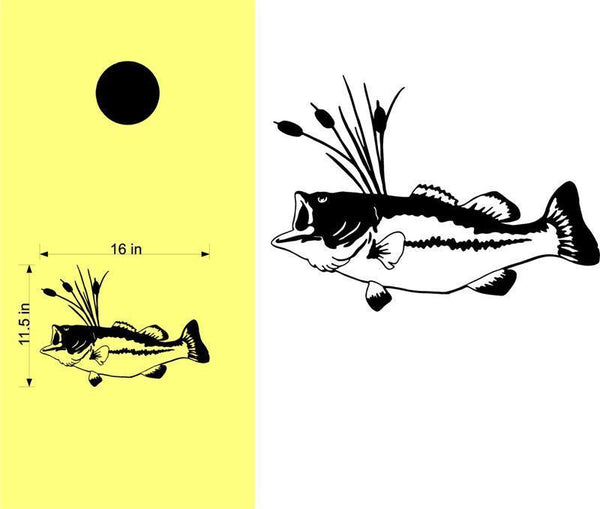 StickerChef Cattails Largemouth Bass Fishing Fish Cornhole Board Vinyl Decal Sticker
