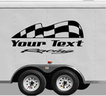 Checkered Flag Racing Team Name Trailer Decal Vinyl Decal Custom Text Trailer Sticker YT01