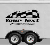 StickerChef Checkered Flag Racing Team Name Trailer Decal Vinyl Decal Custom Text Trailer Sticker YT01