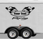 Checkered Flag Racing Team Name Trailer Decal Vinyl Decal Custom Text Trailer Sticker YT01A