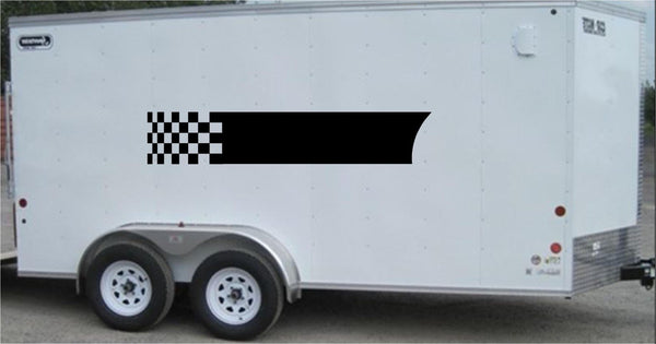 Checkered Racing Stripe Trailer Decal - Vinyl Decal - Car Decal -Trailer Sticker - CF007