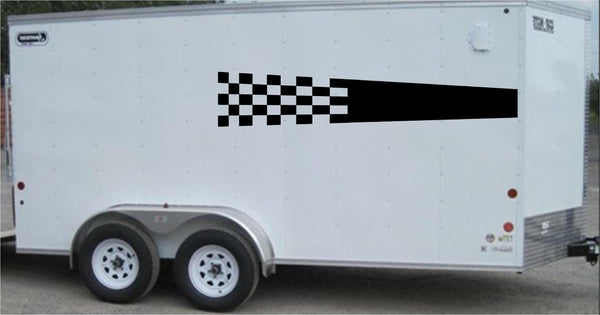 Checkered Racing Stripe Trailer Decal - Vinyl Decal - Car Decal -Trailer Sticker - CF012