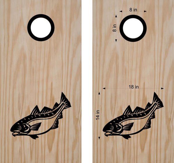 StickerChef Cod Cornhole Board Decals Bean Bag Toss Sticker Fish