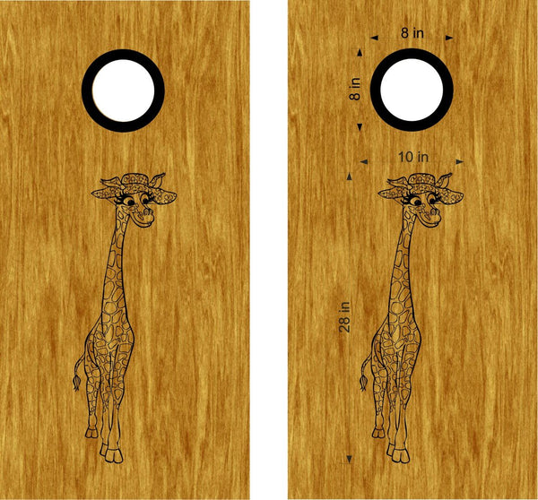 Cornhole Board Decals Giraffe Set Bean Bag Toss Sticker