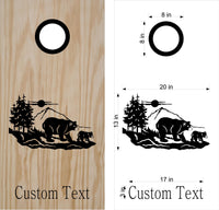 Cornhole Boards Decals Bear Cub Mountains Set Boards Bean Bag Toss Sticker