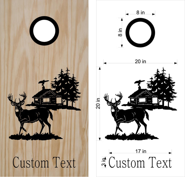 StickerChef Cornhole Boards Decals Cabin Buck Deer Set Boards Bean Bag Toss Sticker