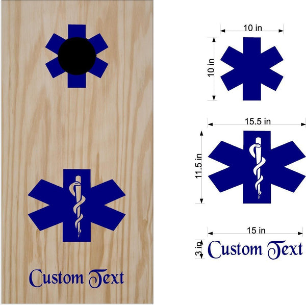 Cornhole Boards Decals EMS EMT Fireman Fire Fighter Custom Text ET01