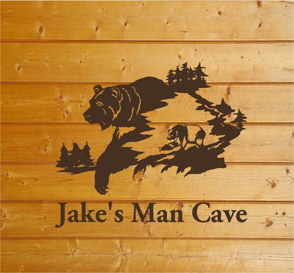 Cub and Bear Wall Decals Mural Home Decor Vinyl Stickers Decorate Your Bedroom Man Cave Nursery