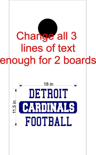 Custom Football School Mascot Cornhole Board Vinyl Decal Sticker