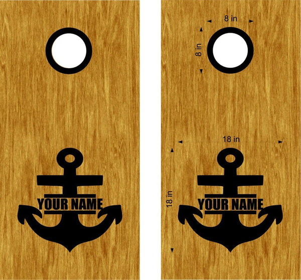 StickerChef Custom Text Nautical Anchor Cornhole Board Vinyl Decal Sticker