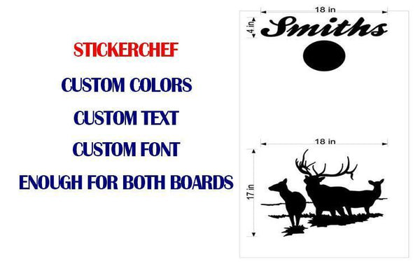 buck and doe fish hook Deer Buck Doe Elk Hunting Cornhole Board Vinyl Decal Sticker B05