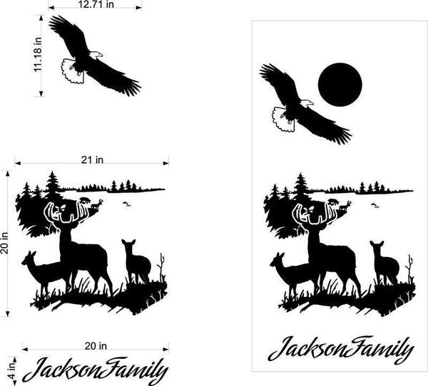 Deer Buck Hunting Eagle Cornhole Decal Bean Bag Toss Sticker