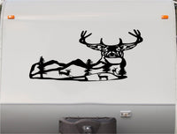 Deer Buck Tree Mountains RV Camper 5th Wheel Motor Home Vinyl Decal Sticker