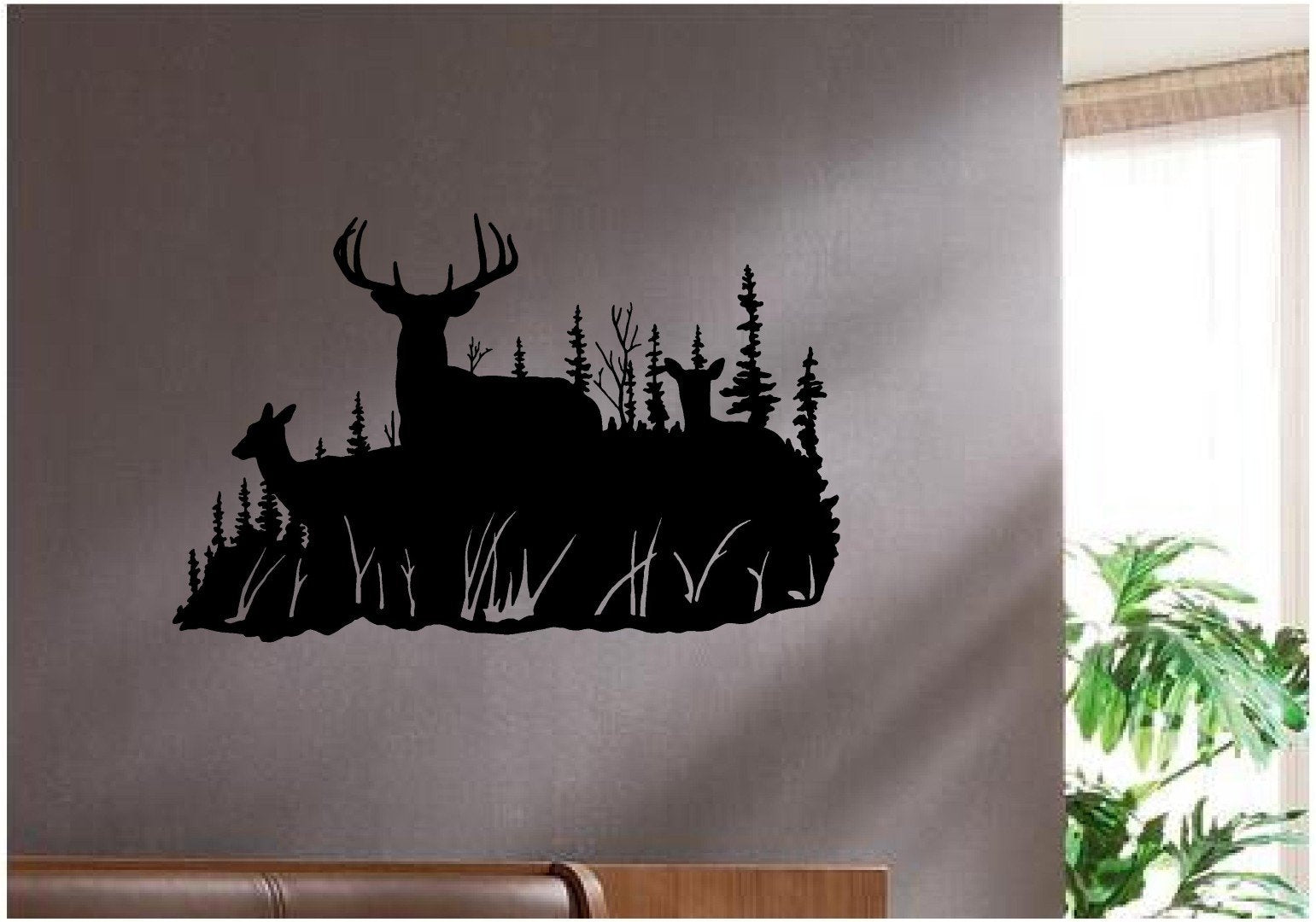 Deer Family Wall Decals Mural Home Decor Vinyl Cabin Decor Stickers, image size:1541x1080