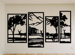 Deer Scene Wall Decals Mural Home Rustic Décor Vinyl Cabin Stickers