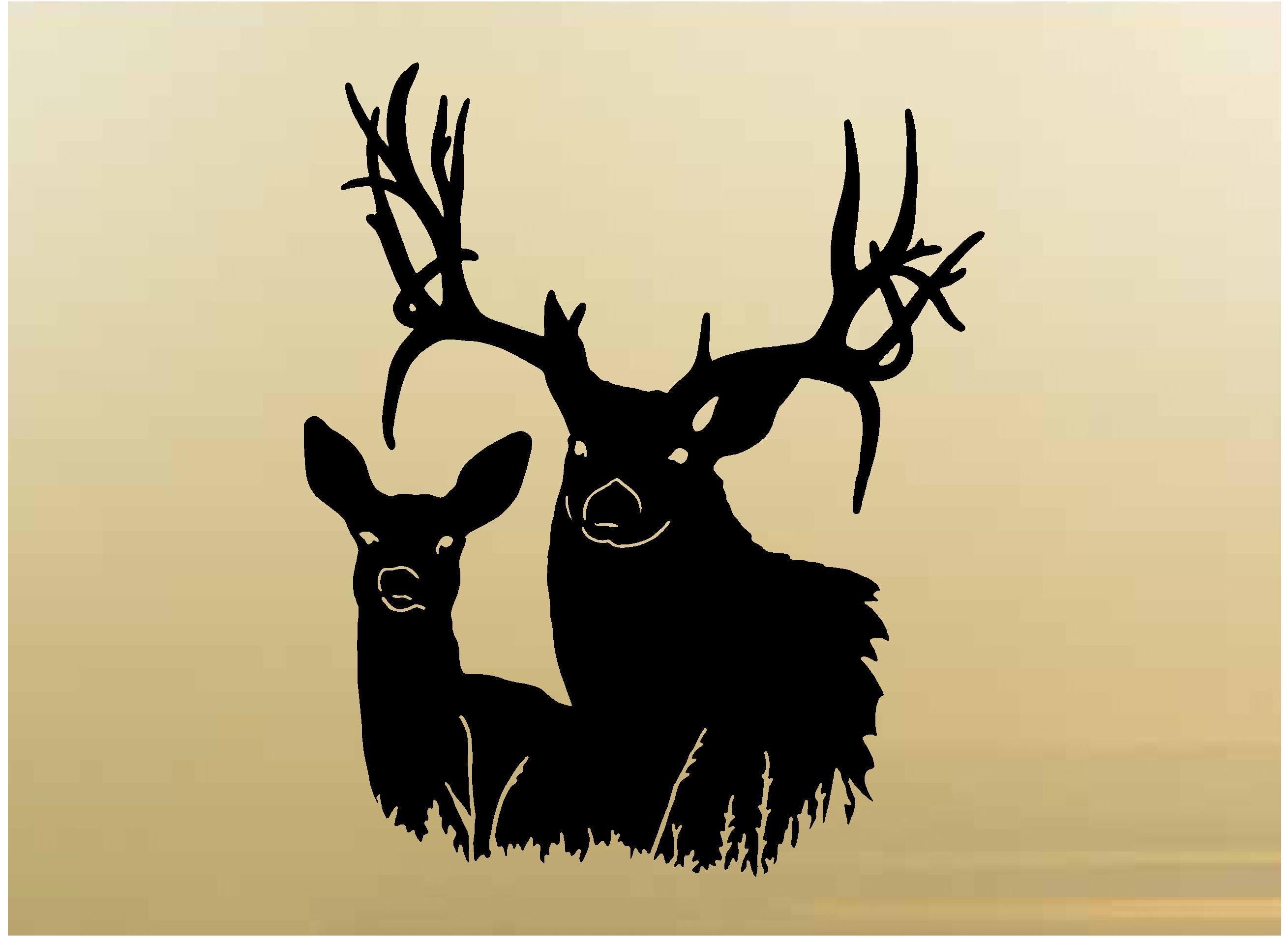 Doe and Buck Hunting Wall Decals for Home Decor, image size:2619x1911