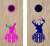 Doe Deer Monogram Cornhole Board Vinyl Decal Sticker