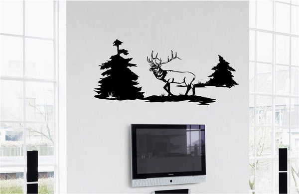 Elk Trees Wall Decals Mural Home Decor Vinyl Stickers Decorate Your Bedroom Man Cave Nursery