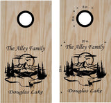 StickerChef Family Name Lake Mountain Cornhole Board Vinyl Decal Sticker