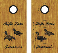 Family Name Loons Lake Cornhole Board Vinyl Decal Sticker