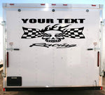 Flame Skull Racing Team Name Trailer Decal Vinyl Decal Custom Text Trailer Sticker YT301