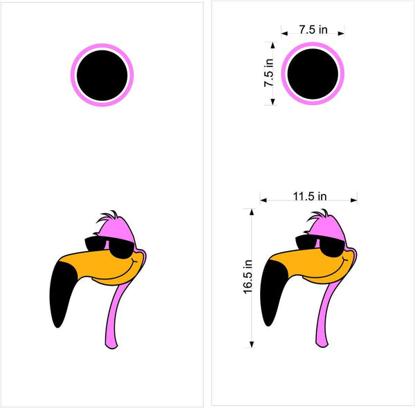 Flamingo Beach Sunglasses Cornhole Board Vinyl Decal Sticker