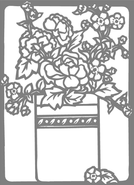 Flower Pot Etched Decal- For Shower Doors, Glass Doors and