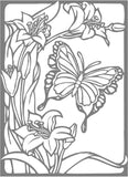 Flowers Butterflies Etched Decal- For Shower Doors, Glass