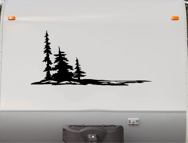 Forest Pine Trees and Mountains Decal RV Camper Motor Home Sticker Mountain Scene