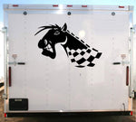 Grinning Horse Checkered Racing Decal Auto Truck Trailer Stickers RH009