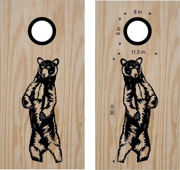 Grizzly Bear Standing Cornhole Decal Set Boards Bean Bag Toss Sticker