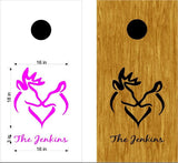 StickerChef Heart Name Hunting Buck Deer Cornhole Board Vinyl Decal Sticker