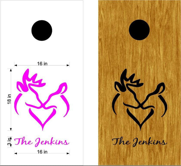 StickerChef Heart Name Hunting Buck Deer Cornhole Board Vinyl Decal Sticker