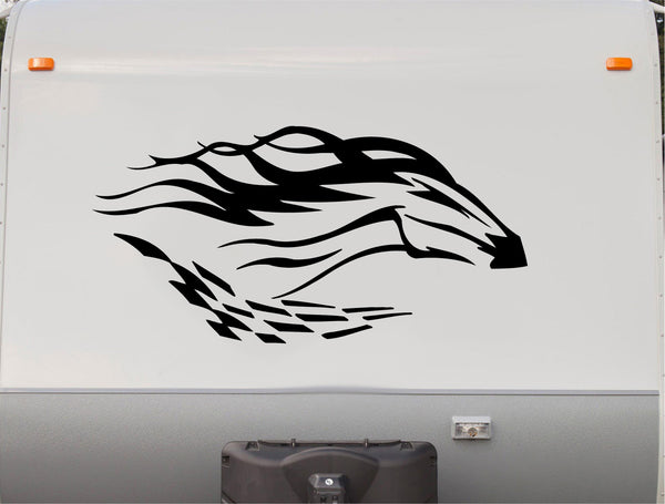 Horse Equestrian Checkered Flag Decal Auto Truck Trailer Stickers RH003