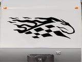 Horse Equestrian Checkered Flag Decal Auto Truck Trailer Stickers RH004