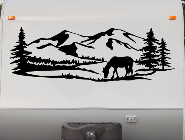 Horse Mountains RV Camper Replacement Decal Scene Trailer Stickers CT14