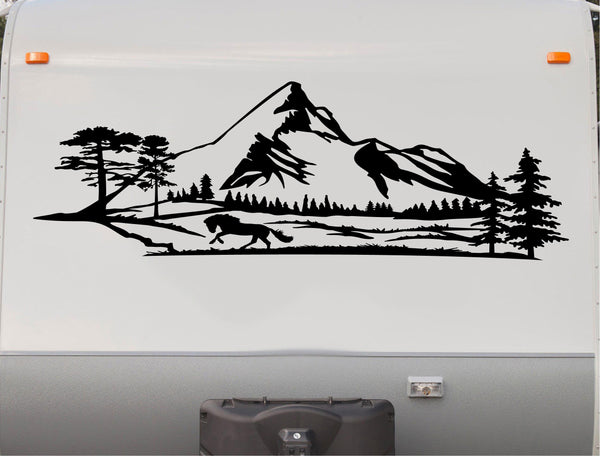Horse Mountains RV Camper Replacement Decal Scene Trailer Stickers CT19