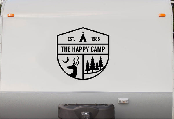 Hunting Camping Adventure Replacement RV Camper Trailer Camping Decal Sticker   Front End Cap