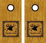 Hunting Deer Family Name Cornhole Board Vinyl Decal Sticker