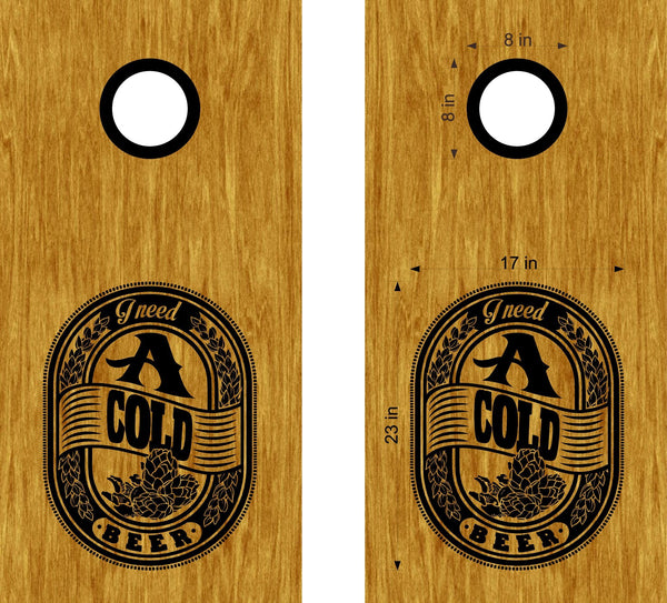 I Need A Cold Beer Cornhole Board Decals Sticker