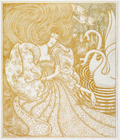 Woman with a Butterfly at a Pond with Two Swans (1894) by Jan Toorop Famous Poster Fine Print