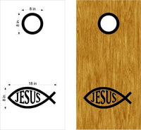 Jesus Fish 2 Christian Cornhole Board Vinyl Decal Sticker