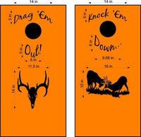 Knock Em Down Hunting Deer Buck Cornhole Board Vinyl Decal Sticker