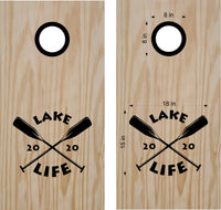 Lake Life Oars Cornhole Board Vinyl Decal Sticker