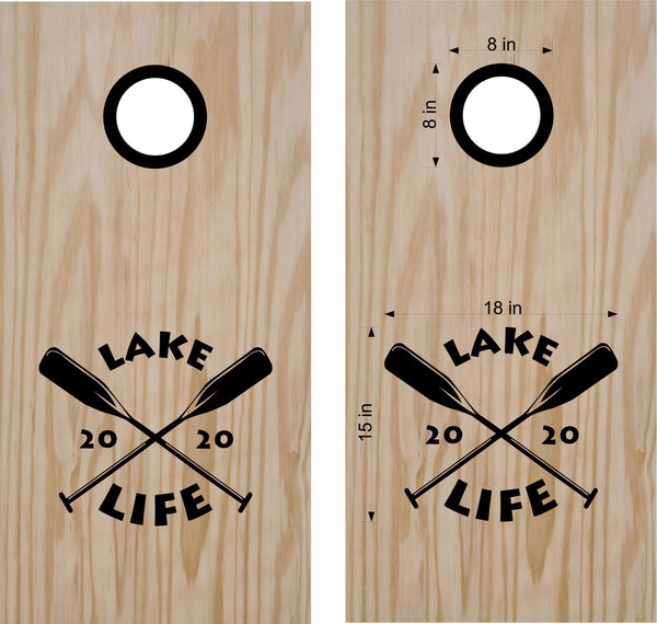 Lake Life Oars Cornhole Board Vinyl Decal Sticker