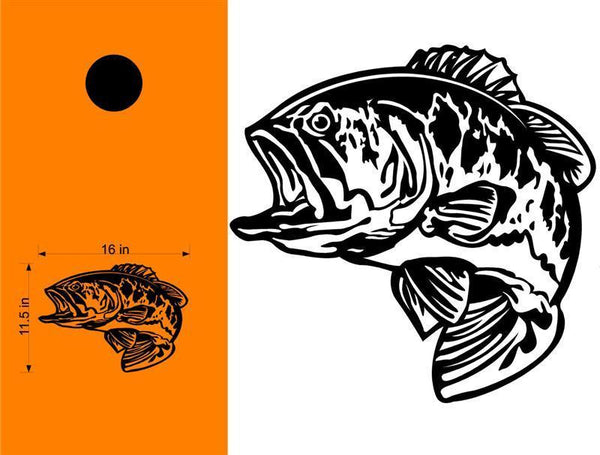 StickerChef Largemouth Bass Fishing Fish Cornhole Board Vinyl Decal Sticker