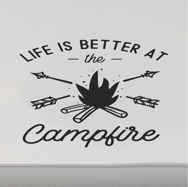 Life Is Better At The Campfire RV Camper Door Decal Sticker Scene
