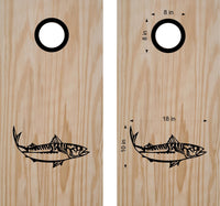 StickerChef Mackerel Cornhole Board Decals Bean Bag Toss Sticker Fish
