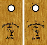 Martini Bar Tavern Pub Family Name Established Date Cornhole Board Vinyl Decal Sticker