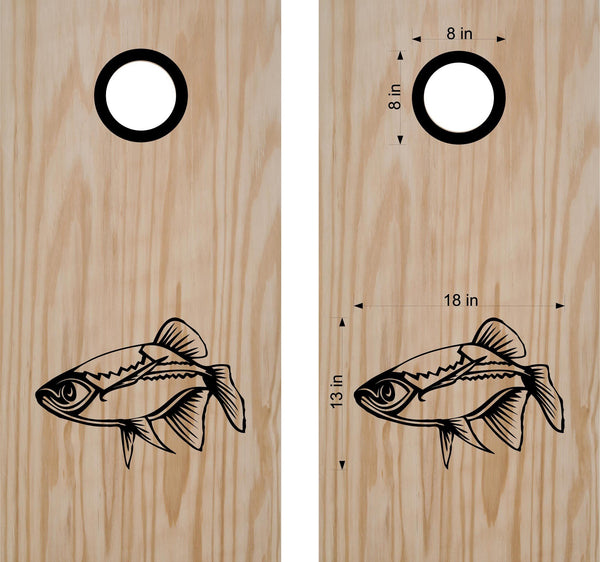 StickerChef Minnow Cornhole Board Decals Bean Bag Toss Sticker Fish